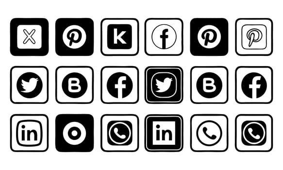 A Diverse Collection of Social Media Icons Representing Various Platforms and Online Communities, Hand-Drawn Style vector