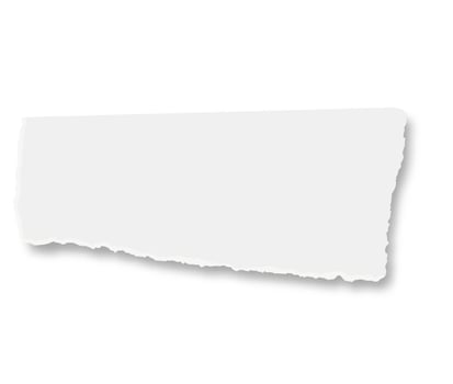Blank horizontal piece of white torn paper resting on a bright white background, featuring soft shadows and providing ample copy space for messages, notes, or announcements vector