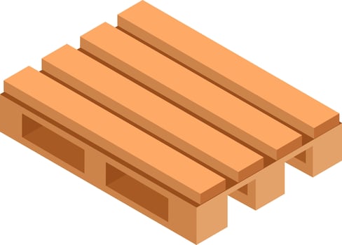Isometric projection of a wooden pallet used for delivering goods worldwide in the shipping industry, showcasing its essential role in logistics and transportation vector