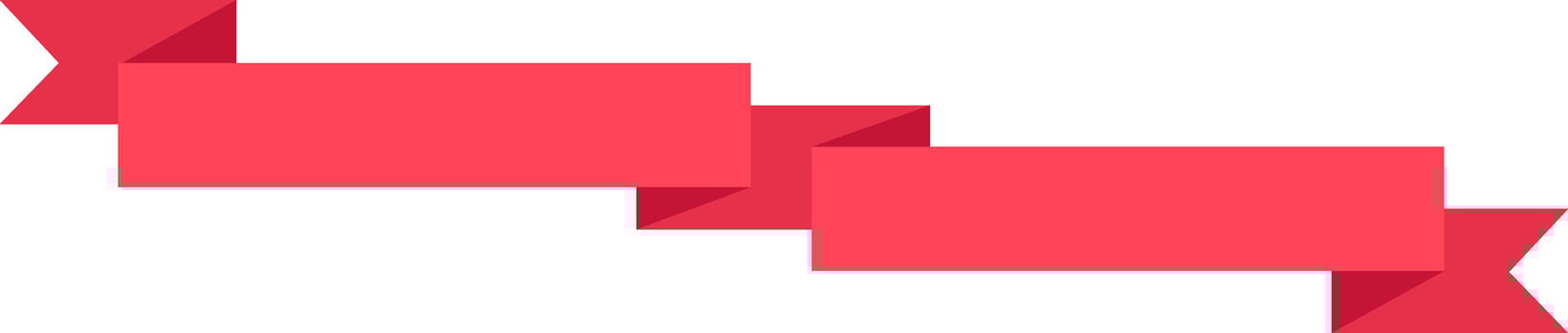 Red ribbon banner waving with angled edges creating a sense of movement, ideal for highlighting important information and celebrating achievements vector