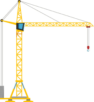 Tower crane working lifting building materials on construction site, heavy machinery used to build tall buildings, industrial background with construction equipment vector