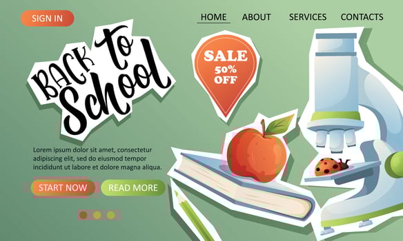 Back to school sale promotional image vector