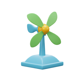 3D Rendered Desktop Wind Turbine Isolated on Transparent Background png