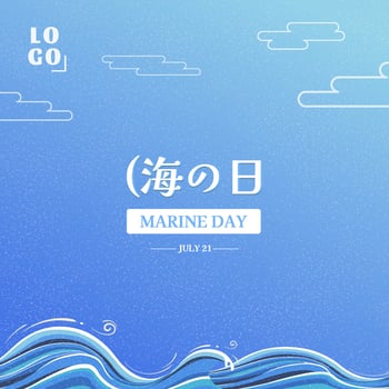 Illustration of Marine Day with ocean waves vector