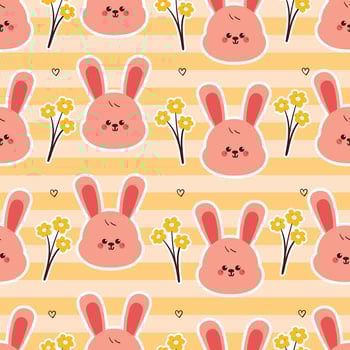 Cute bunnies and flowers pattern design vector