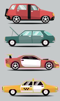 Four vintage cars illustration vector