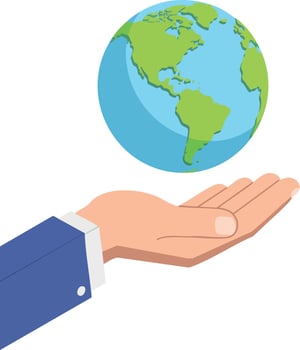 Earth globe held by hand symbolizing environmental care and global responsibility illustration vector