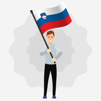 Happy Man Holding Slovenia Flag vector