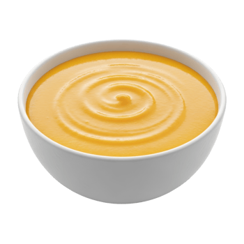 Bowl of Smooth Orange Cheese Sauce or Puree png