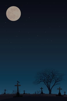 Full moon over gravestones at night vector