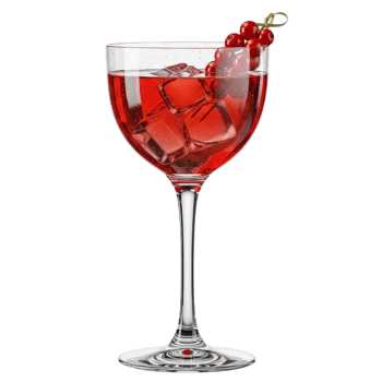 Elegant Glass with Red Cocktail and Garnish png