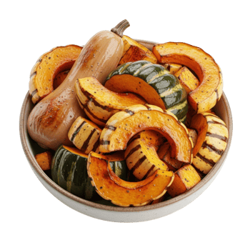Bowl of Roasted Delicata Squash Slices with Herbs png