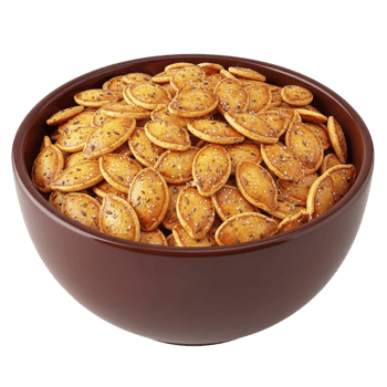 Bowl of Roasted Pumpkin Seeds with Salt and Spices png