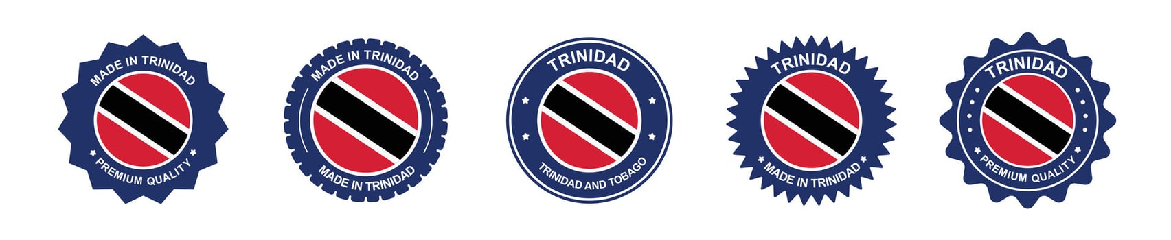 trinidad product labels set. trinidad flag, premium made in trinidad. Labels, seals, stamps, flags, icons vector