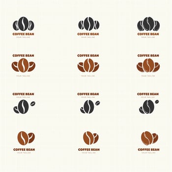 Modern Coffee Beans Icon Signs Set. Caffeine Logo Symbol trend Design. illustration vector