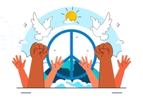 International Day of Non-Violence Banner with Cultural Unity and Understanding Symbols in Art vector