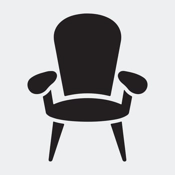 Clean Black Armchair Symbol in Solid Monochrome Style vector