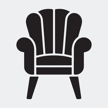 Sleek Glyph Icon of a Lounge Chair in Modern Design vector