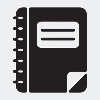 Solid Black Icon of a Classic Spiral Notebook vector