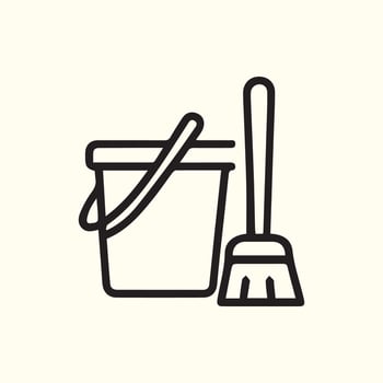 Minimalist Cleaning Icon Bucket and Broom Fresh Start Clean Home vector