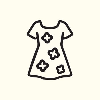 Whimsical Floral Dress Design A Simple Delightful Fashion Illustration vector