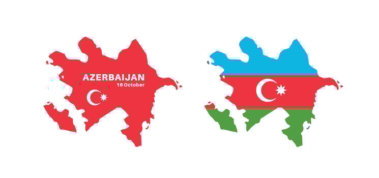 Set of isolated azerbaijan maps. azerbaijan flag overlaid with flag proportions. Maps and traveling around the world vector