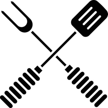 BBQ Utensils Crossed Design Grill Spatula Fork Icon. vector