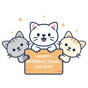 Cute cats celebrating International Cat Day vector