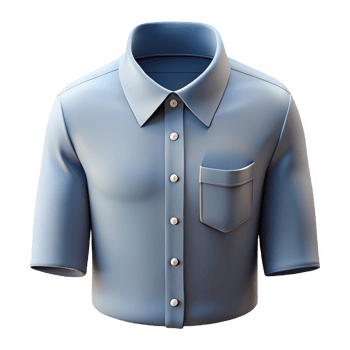 Classic light blue short sleeve button up shirt isolated on transparent background png