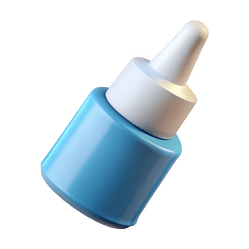 Shiny blue dropper bottle with white cap isolated on transparent background png
