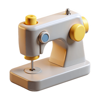 Stylized 3d rendering of a modern sewing machine isolated on transparent background png