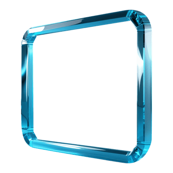 a blue glass frame on a transparent background png