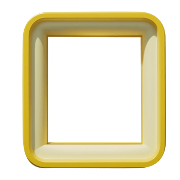 yellow square 3d frame on transparent background png