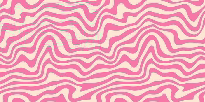Wavy pink line seamless pattern. Trippy groovy liquid wave background. Repeating retro psychedelic texture in 60s, 70s style. Curve flowing stripe wallpaper for textile, print, wrapping paper vector