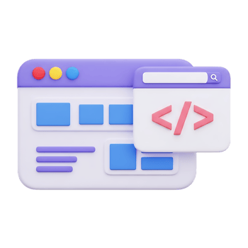 Web development interface showing coding and layout elements isolated on transparent background png