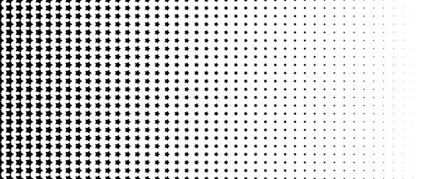 Star halftone gradient texture. Vanishing stars polka dot background. Repeating gradation pattern background. Black fading comic pop art overlay backdrop. Raster effect wallpaper. vector