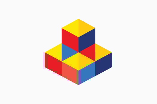 Colorful Cubes Stacked in Isometric View A Playful, Creative, and Modern Abstract Design for Branding vector