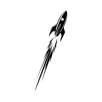 Retro Rocket Launch Silhouette Illustration vector