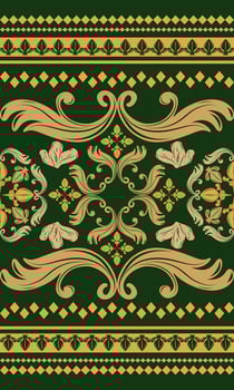 Digital Ethnic Curtain Border Luxury Haute Couture Baroque Style with Golden Scroll Ornament. Beautiful Grandiose Pattern for Expensive Decoration Perfect for Wallpaper Mattress Carpet Handicraft Silk vector