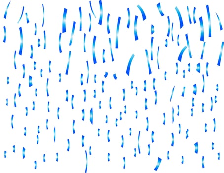 Blue Metallic Confetti Falling on White Background. vector
