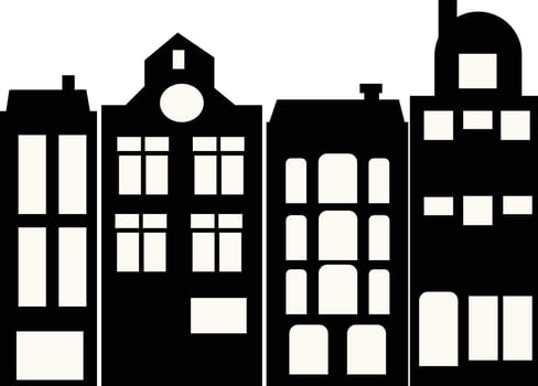 Silhouette of Cityscape Skyline with Flat Style. Design Element. vector