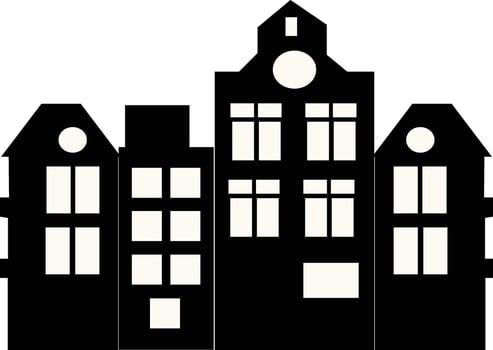 Black Silhouette of Cityscape Skyline. Design Element. vector