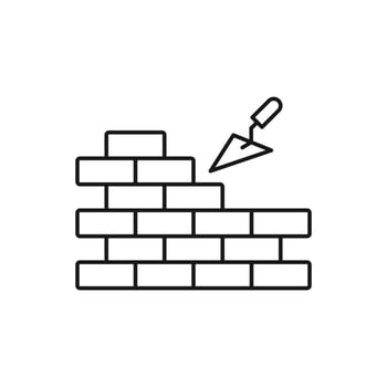 Trowel building and brick wall icon vector