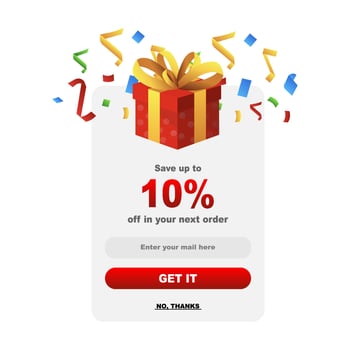 10 off banner gift box with confetti. illustration vector