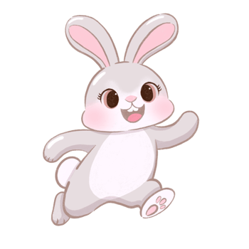 bunny is jumping, cute bunny, kawaii bunny, cartoon bunny illustration, flat bunny character clipart png