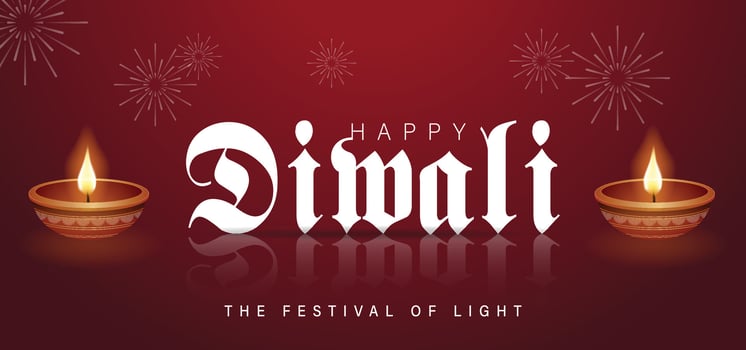 Diwali festival with lamps and decorations vector