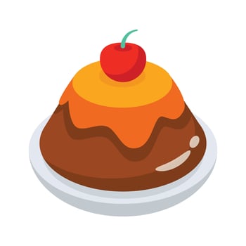 A delicious 2d style icon of cherry pudding vector