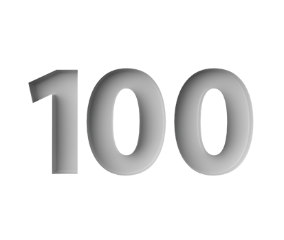 Sleek White Number 100 Hundred With Subtle Shadow Embossed Into Grey Background 3D Illustration png