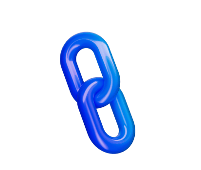 3D Blue chain link icon with a glossy finish, symbolizing connection and unity, 3d illustration png