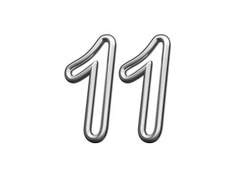 Number Eleven 11 Made Of Silver Metallic, 3D Illustration png